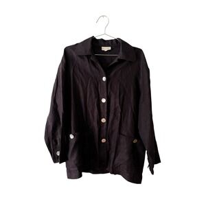 VTG David Dart Collection 100% Linen Jacket Black S Mother of Pearl Buttons